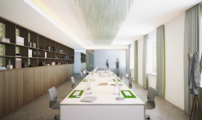 Contemporary Meeting In Stunning Contemporary Meeting Room Decoration In A Spacious Home Space Including White Table And Metallic Swivel Chairs On The Wooden Flooring  Stunning Contemporary Interior Displaying Vibrant Of Natural Light