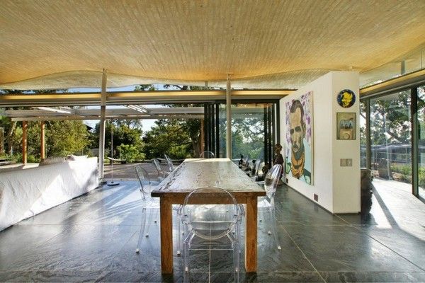 Dining Room Wooden Stunning Dining Room With Long Wooden Table And Glass Chairs Inside The Beautiful Home With Wooden Ceiling Architecture Breathtaking Mountain House Blends In With Fresh Landscape Environment