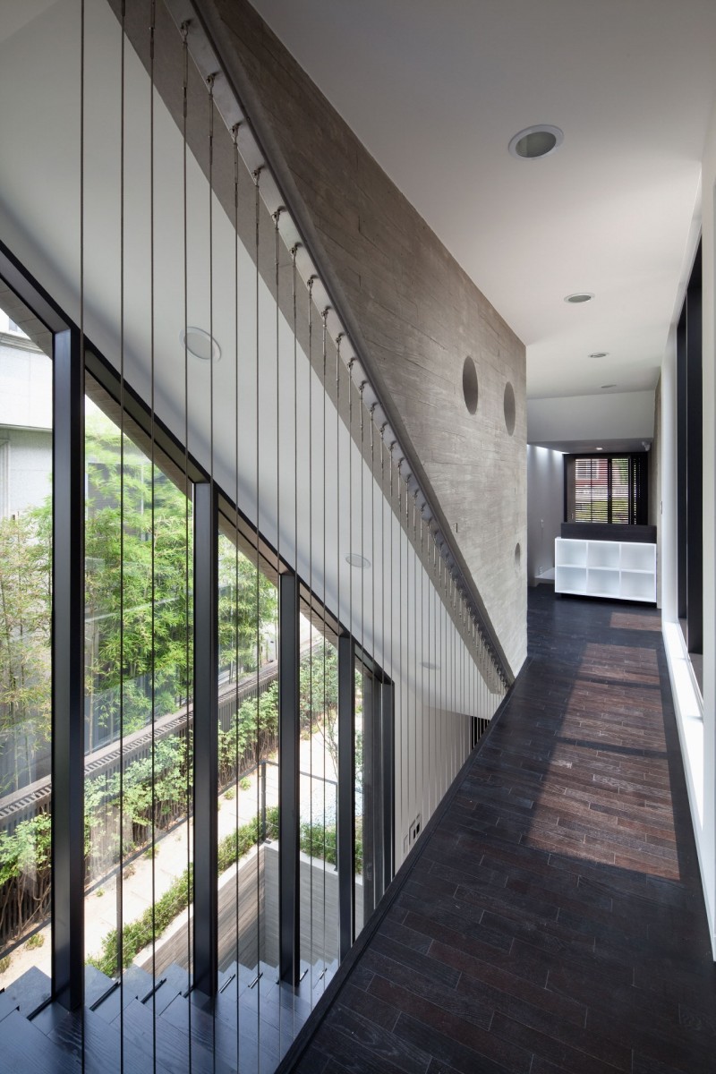 H House Style Stunning H House In Modern Style Warm Wood Floor Steep Staircase With Tough Metallic Railing Concrete Wall Partition Compact Shaped Bookcase Dream Homes An Old House Turned Into Sleek Contemporary Home In Montonate, Italy