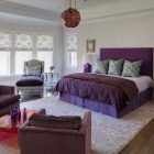 Modern Bed Duvet Stunning Modern Bed With Purple Duvet Cover Nice Carpet On Wood Floor Red Glass Coffee Table And Compact Sofas Floral Print Venetian Blind Bedroom Comfortable Purple Duvet Covers For Your Beautiful Bedroom Sets
