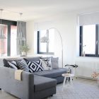 Light Grey Sofa Stylish Light Grey Sleeper Sectional Sofa Involving Black And White Patterned Pillows Facing White Stool Idea As Table Furniture Elegant Industrial Style Interior With Colorful Sleeper Sectional Sofas