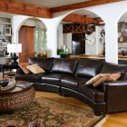 Living Room With Stylish Living Room Design Interior With Black Leather Sofa Furniture In Traditional Decoration Ideas Decoration Elegant Leather Sleeper Sofas For Luxury Room Look