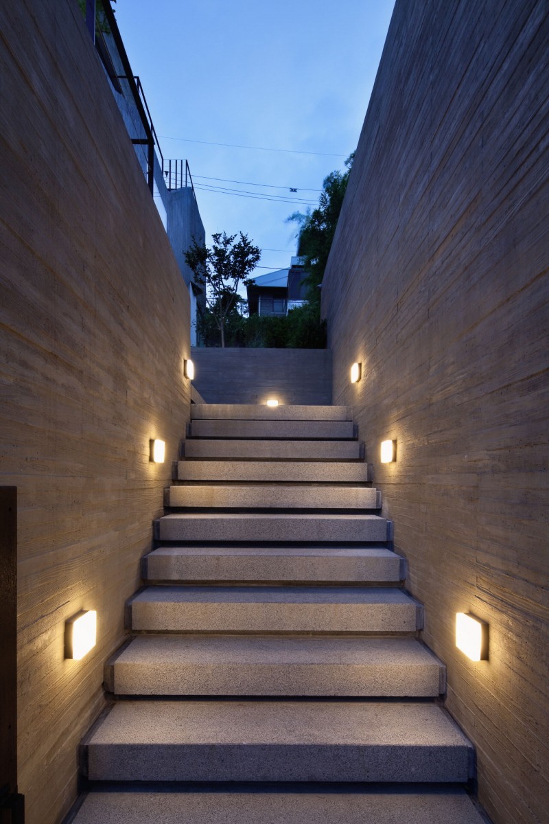 Modern Concrete With Stylish Modern Concrete Outdoor Staircase With Glaring Outdoor Lights Ornamental Plants In Large Concrete Planter Cool H House Exterior Dream Homes An Old House Turned Into Sleek Contemporary Home In Montonate, Italy