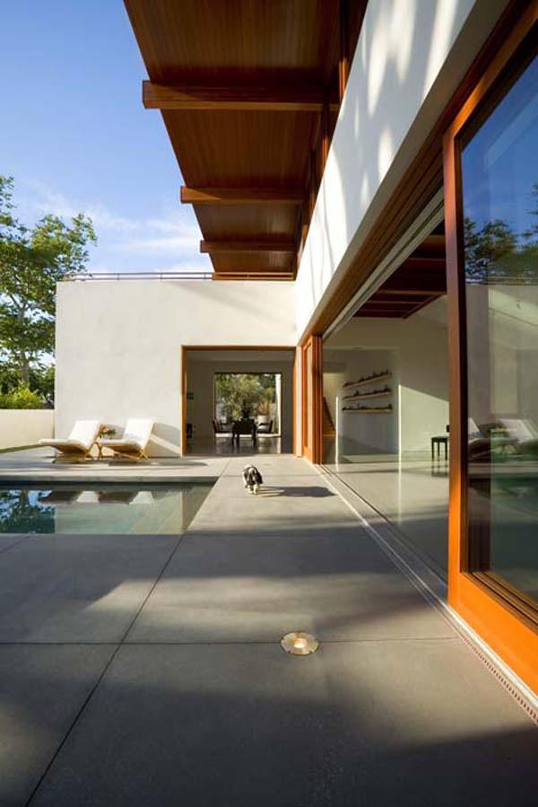 Chestnut Residence Glass Terrific Chestnut Residence Furnished Wooden Glass Sliding Doors On Gray Marble Tiled Floor Beside Swimming Pool Furniture Amazing Modern Living Room For Luxurious Home Architecture