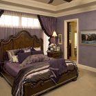 Bedroom With Purple Traditional Bedroom With Lavish Silky Purple Duvet Cover Precious Fake Flower Shiny Table Lamps Round Wood Bedside Table Artistic Painting Bedroom Comfortable Purple Duvet Covers For Your Beautiful Bedroom Sets (+16 New Images)
