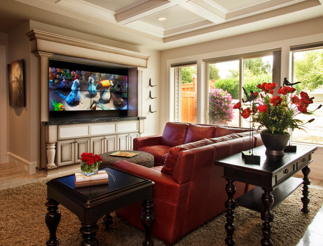 Red Sectional Inside Traditional Red Sectional Sofa Placed Inside Living Room With Wide TV Studded On The Center Wall With Frame Dining Room Gorgeous Red Sectional Sofas For A Stylish Modern Interiors