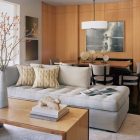 Living Room Light Transitional Living Room Idea With Light Grey Tufted Small Sectional Sofas Completed With Wooden Coffee Table Decoration Small Sectional Sofas With Square Coffee Tables For Looking Stylish