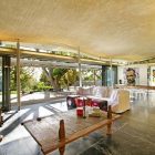 Wooden Table Beautiful Wide Wooden Table In The Beautiful Home Living Room With Long Sofa And Grey Stone Floor Architecture Breathtaking Mountain House Blends In With Fresh Landscape Environment