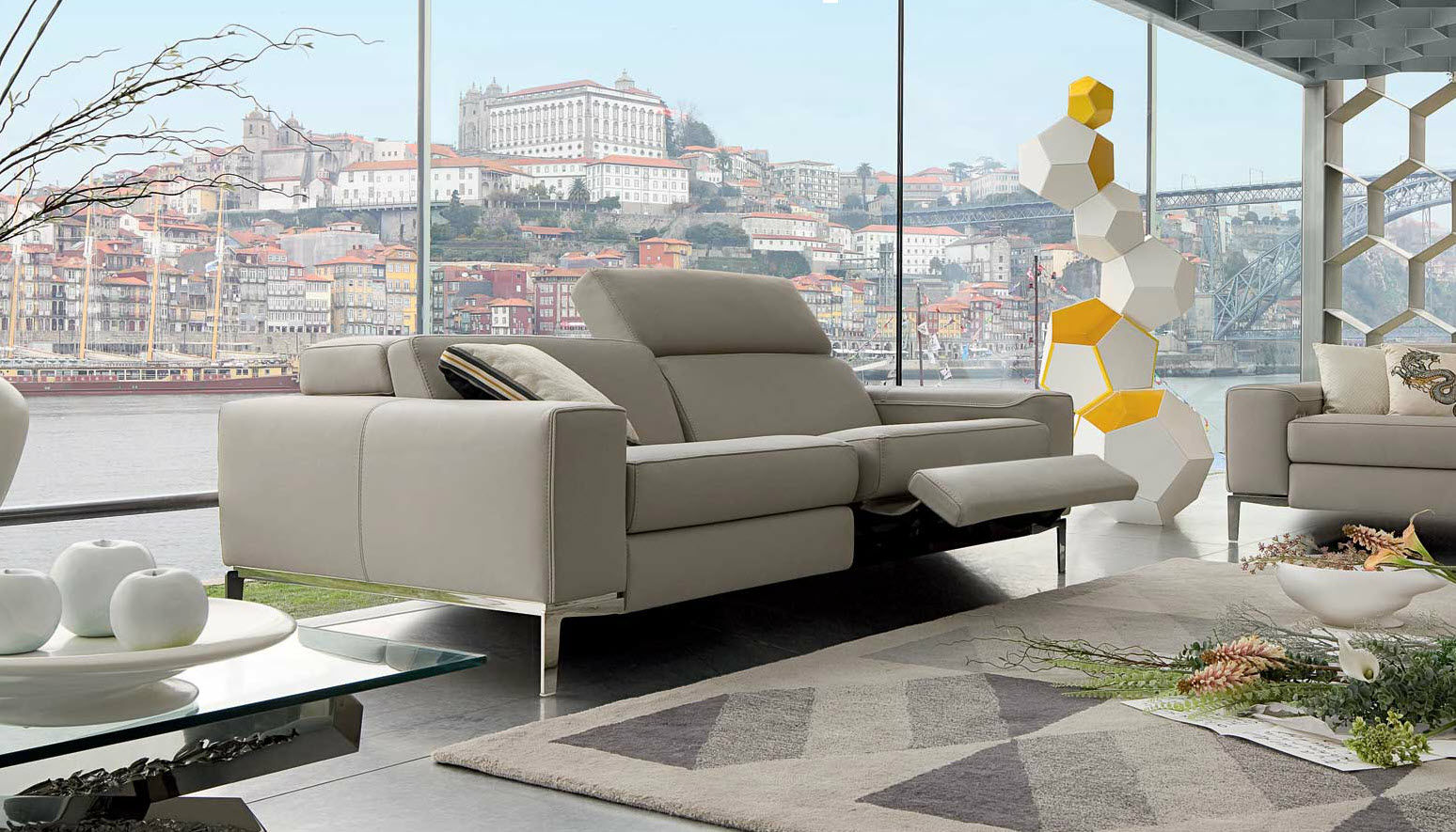 Contemporary Reclining With Wonderful Contemporary Reclining Sofa Furniture With Grey Color Design And Glass Wall Decoration Ideas For Inspiration Furniture 16 Small Living Room With Reclining Sofas To Fit Your Home Decor