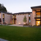 Facade View Washington Wonderful Facade View Of The Washington Park Hilltop Residence With Stone Wall And Wide Green Grass Yard Dream Homes Amazing Modern Home With Beautiful H-Shape Exterior Layout