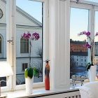 White Potted Night Wonderful White Potted Plants And Night Lamp Beside White Wooden Glass Windows Inside Traditional Swedish Apartment Apartments Vintage Swedish Home Decorated With Contemporary Scandinavian Touch Of Traditional Style