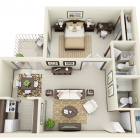 Modern One Plans Adorable Modern One Apartment Floor Plans With Neat Furniture Placement Using 3D Interior Designer Program Software Bedroom 12 Stylish One Bedroom Apartment Floor Plans In Pretty White Theme