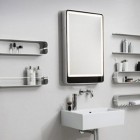 Al Mirror Minimalist Amazing Al Mirror Design In Minimalist Bathroom Space Completed With Small Wall Shelving Furniture Design Ideas Decoration Stylish Creative Mirror Decorations For All Types Of Homes