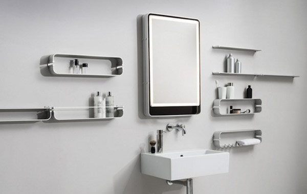 Al Mirror Minimalist Amazing Al Mirror Design In Minimalist Bathroom Space Completed With Small Wall Shelving Furniture Design Ideas Decoration  Stylish Creative Mirror Decorations For All Types Of Homes