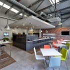 Architecture Design Modern Amazing Architecture Design Of NSG Modern Offices With Soft Grey Colored Concrete Floor And Several Colorful Chairs Dining Room Elegant And Modern Dining Room Sets With Wonderful Brick Walls