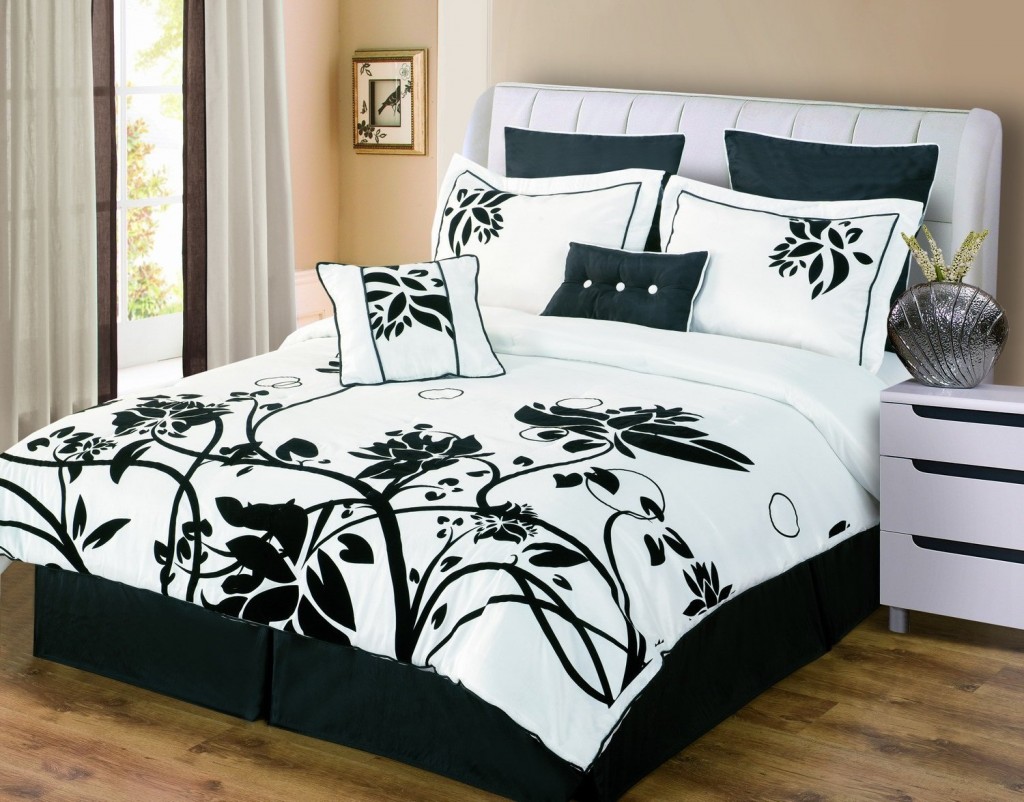 Black And Covers Amazing Black And White Duvet Covers On White Headboard And Black Bed Installed On Wooden Floor With White Nightstand Bedroom Cozy Black And White Duvet Covers Collection For Comfortable Bedrooms