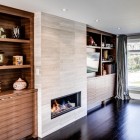 Contemporary Family With Amazing Contemporary Family Room Design With Affordable Modern Furniture Such As Light Brown Wooden Shelf And White Wall Of Fireplace Decoration Stylish Modern Furniture For Fascinating Interior Design
