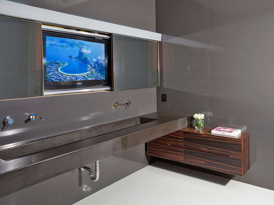 Grey Painted In Amazing Grey Painted Perfectly Elegant In Beverly Hills Home Bathroom Featured With Long Double Vanity Dream Homes  Charming Modern Interior Applied For Luxurious White Home Designs