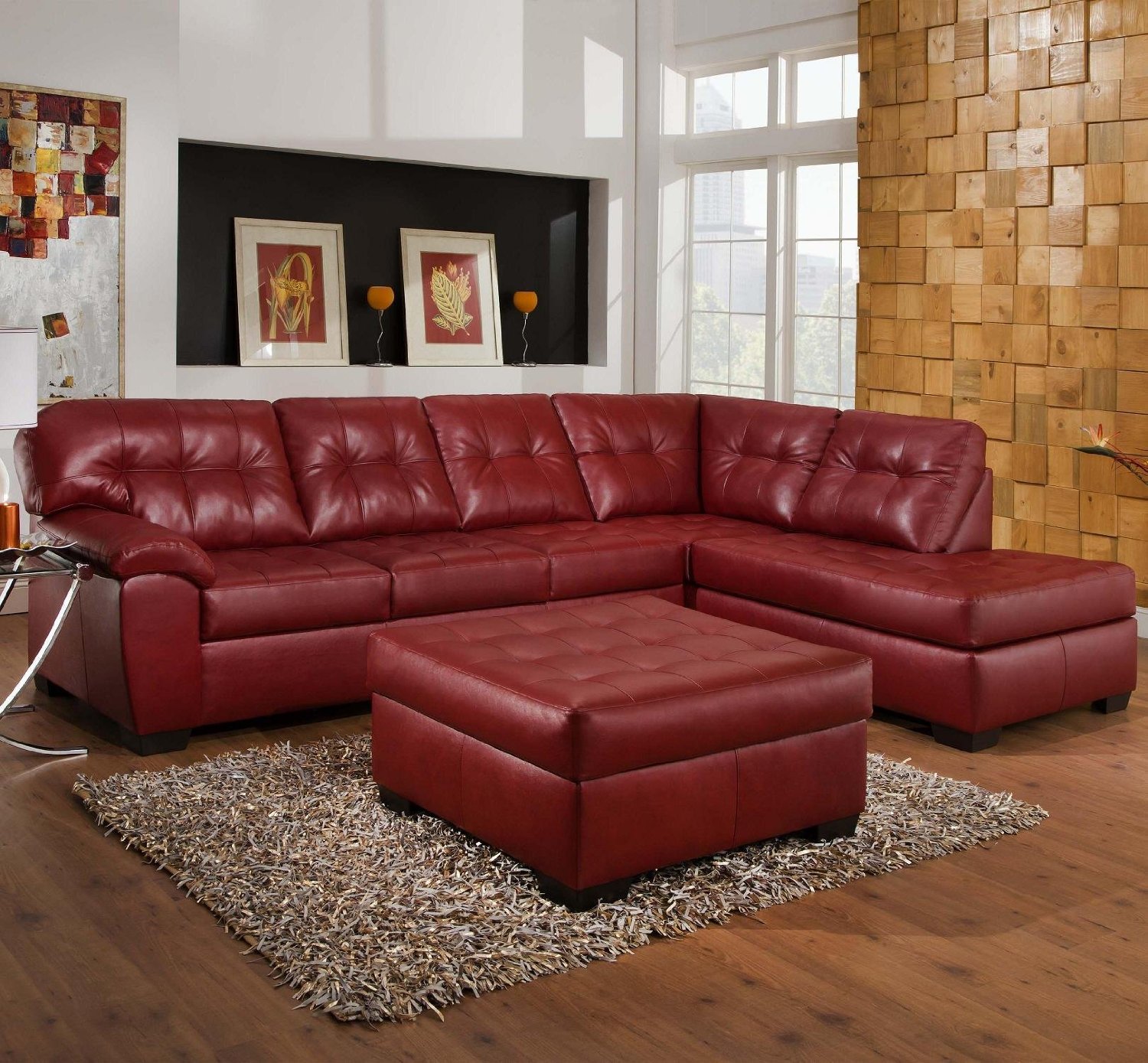 Classic Living With Amusing Classic Living Room Design With Red Leather Sofa Light Brown Wooden Floor And Soft Brown Wall Levels Made From Wooden Material Furniture Outstanding Living Room Furnished With A Red Leather Couch Or Sofa Sets