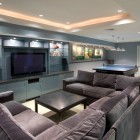 Contemporary Basement Brown Amusing Contemporary Basement With Dark Brown Colored Sofa Sectionals And Big Black LCD Television With Black Frame Dream Homes Enchanting Living Room Decorating With A Large Sectional Sofas