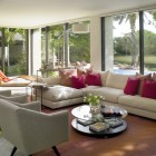 Contemporary Living With Amusing Contemporary Living Room Design With Pink Sofa Pillows In White Sofa And Several Grey Colored Back Chairs Dream Homes Elegant Sectional Sofas For Small Spaces And Wonderful Interior Nuance