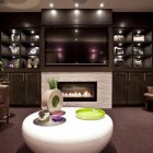 The Contemporary With Amusing The Contemporary Basement Design With White Table Facing The Sofas And The Fireplace Mantel Ideas Dream Homes 18 Fabulous Fireplace Mantel Ideas That Will Modernize Your House
