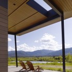 Wooden Striped Small Amusing Wooden Striped Ceiling With Small Glass Windows Of Peaks View Residence Above Traditional Terrace With Double Lounge Architecture Beautiful Contemporary Home With Outdoor Dining Room And Semi-Open Terrace