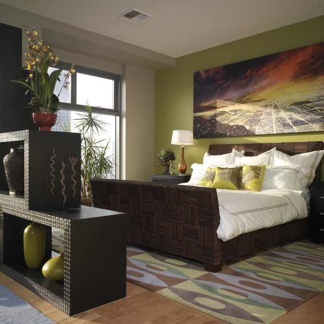 Eclectic Green Furnished Appealing Eclectic Green Bedroom Ideas Furnished Wooden Cabinets Beautified With Nature Mural And Dark Brown Bed Bedroom 20 Wonderful Green Bedroom Ideas With Suite Bed Cover Appearances