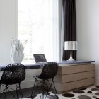 Home Office Black Appealing Home Office Design With Black Chairs And Granite Desk Also Grey Long Curtain Manor River Remy Meijers Decoration Dazzling Glossy Furniture In Bright And Elegant House Interiors