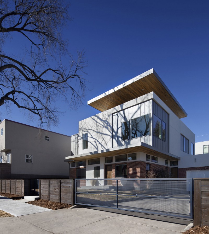 Shift Top Wooden Appealing Shift Top House With Wooden Striped Roof In Minimalist House Involved White Brown Bricks Wall Dream Homes  Contemporary Three-Level Home With Stylish And Dramatic Grey Furniture