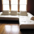 Simple Living With Appealing Simple Living Room Design With White Colored Leather Sleeper Sofa And Light Brown Floor Made From Wooden Material Decoration Creative Leather Sleeper Sofa With Various And Bewitching Interiors