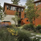 Stone Path Flower Artistic Stone Path With Colorful Flower And Ornamental Plants Horizontal Striped Outdoor Wall In Sunset Point House Dream Homes Sustainable Contemporary Home With Wood And Stained Glass Facade