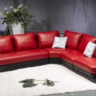 Classic Living With Astonishing Classic Living Room Design With Red Leather Sofa Several White Pillows And White Colored Fur Carpet Furniture Outstanding Living Room Furnished With A Red Leather Couch Or Sofa Sets
