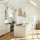 Kitchen Room White Astonishing Kitchen Room Design With White Color And Lamp Shade Above The Kitchen Table That Giving The Light By The Sun Decoration Fascinating Burlap Lamp Shades For Classy Room Interiors