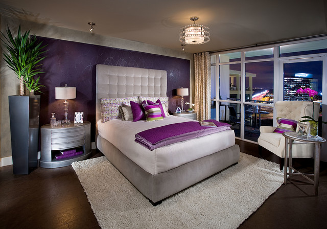 Purple Bedroom Contemporary Astonishing Purple Bedroom Ideas In Fashionable Contemporary Bedroom With White Bed Linen Several Pillows And Grey Colored Rug Carpet Bedroom 26 Bewitching Purple Bedroom Design For Comfort Decoration Ideas