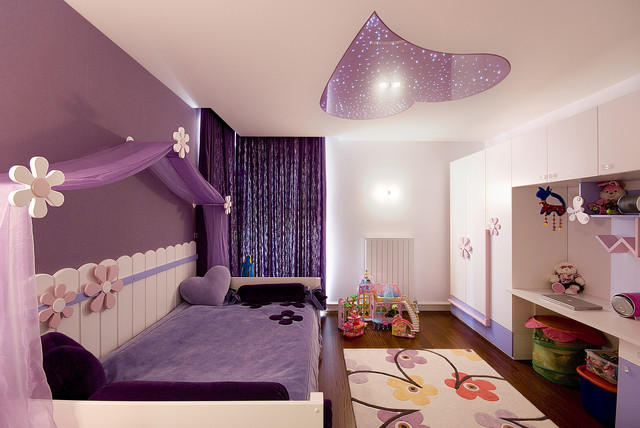 Purple Bedroom Contemporary Astonishing Purple Bedroom Ideas In Trendy Contemporary Kids Bedroom With Purple Bed Linen And Purple Ceiling Lamp Shaped Heart Bedroom  26 Bewitching Purple Bedroom Design For Comfort Decoration Ideas