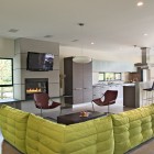 Contemporary Living With Attractive Contemporary Living Room Design With Green Lime Togo Sofa And Black Colored Metallic Cover Of Fireplace Decoration Unique And Modern Togo Sofas With Eye Catching Colors To Inspire You