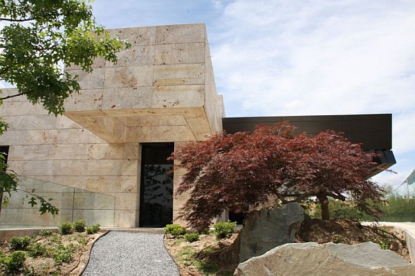 Inspiring Concept Stone Awe Inspiring Concept Of Stylish Stone House In Cream Wall Floating Design In Wonderful Porch Design With Trees And Stones Dream Homes Spanish Home Design With Futuristic And Elegant Cantilevered Decorations