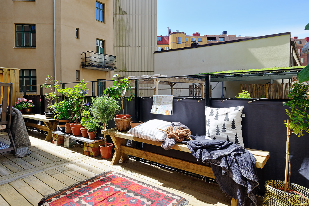 Design Of Outdoor Awesome Design Of Swedish Apartment Outdoor Terrace With Hardwood Flooring Decorated With Outdoor Planters Apartments  Stylish Swedish Interior Style Apartment With Wooden Furniture Accents