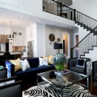 Living Room Table Awesome Living Room With Glass Table Between Blue Sofas And Chairs Also That White Wall Make Bright The Area Furniture Cool Blue Sofas Generate Breezy Impression In Your Living Room