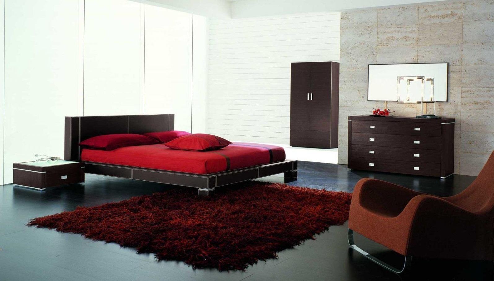 Red Furry Hardwood Awesome Red Furry Rug On Hardwood Flooring In Red Bedrooms Ideas For Young Adults With Beautiful Mirror Wall Mounted Bedroom 27 Enchanting And Awesome Bedroom Ideas For Young Adults