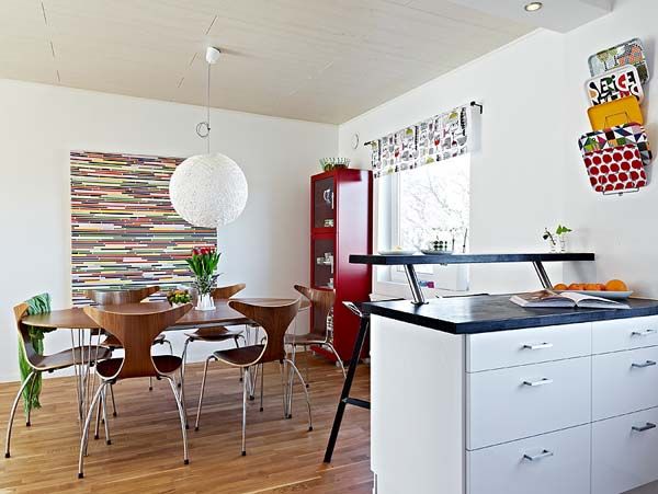 White Modular Dining Awesome White Modular Pendant Above Dining Room Using Contemporary Semi Open House On Wooden Striped Floor Dream Homes  Casual Contemporary Home With Stunning Colorful Interior Designs