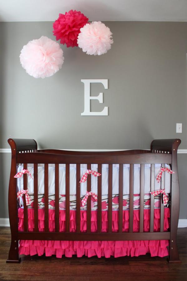 Baby Girl Design Beautiful Baby Girl Nursery Room Design Interior With Wooden Crib Furniture And Pink Red Ceiling Decoration Ideas Kids Room  Colorful Baby Room With Essential Furniture And Decorations