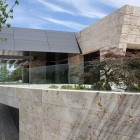 Second Terrace Wall Beautiful Second Terrace With Glass Wall Design Combined With Brick Wall Construction Green Trees Second Green Garden And Curved Building Dream Homes Spanish Home Design With Futuristic And Elegant Cantilevered Decorations