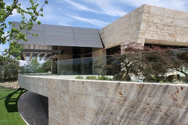Second Terrace Wall Beautiful Second Terrace With Glass Wall Design Combined With Brick Wall Construction Green Trees Second Green Garden And Curved Building Dream Homes Spanish Home Design With Futuristic And Elegant Cantilevered Decorations