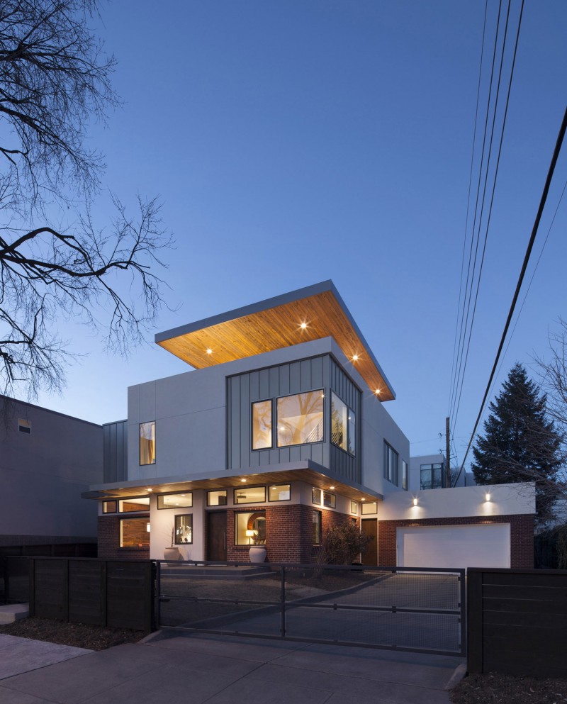 View In Shift Beautiful View In Wooden Striped Shift Top House In White Gray Painting Completed With Gray Iron Fence Dream Homes  Contemporary Three-Level Home With Stylish And Dramatic Grey Furniture