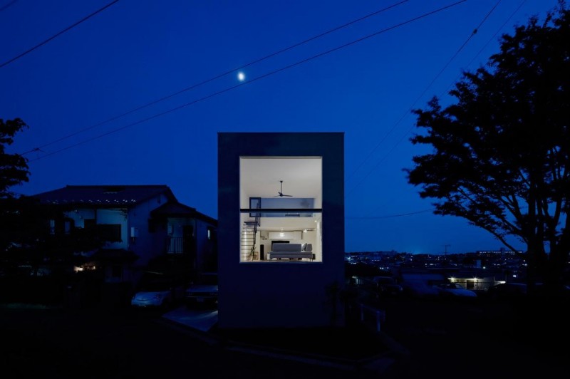 Views At In Beautiful Views At The Night In White Interior Design In Hiyoshi Residence Beautified With Dark Blue Skies Atmosphere Architecture Beautiful Minimalist Home Decorating In Small Living Spaces