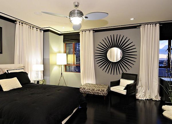 And White In Black And White Penthouse Bedroom In Modern Design That Fan Light Make Nice The Interior Design Bedroom Sleek Bedroom Design In Elegant Modern Home Style