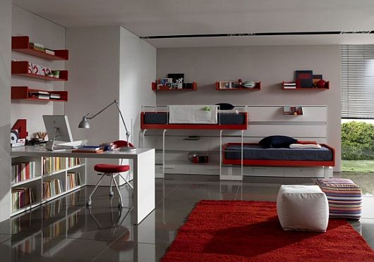 Red Accent Attractive Bold Red Accent Applied In Attractive Teen Room Decor By Zalf With Red Countertop And Kitchen Appliances Top Design Bedroom 12 Trendy Modern Teenage Bedroom Sets For Boys And Girls