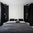 Bedroom Design With Breathtaking Bedroom Design Futuristic Bedroom With White Colored Soft Bed Frame And Several Little Pendant Lamps Bedroom 10 Stunning Black And White Bedroom Ideas In Fall Color Accent